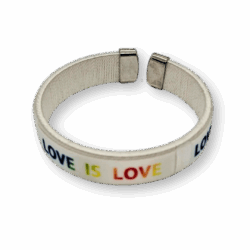 Armband "Love is Love", gewebt, weiß